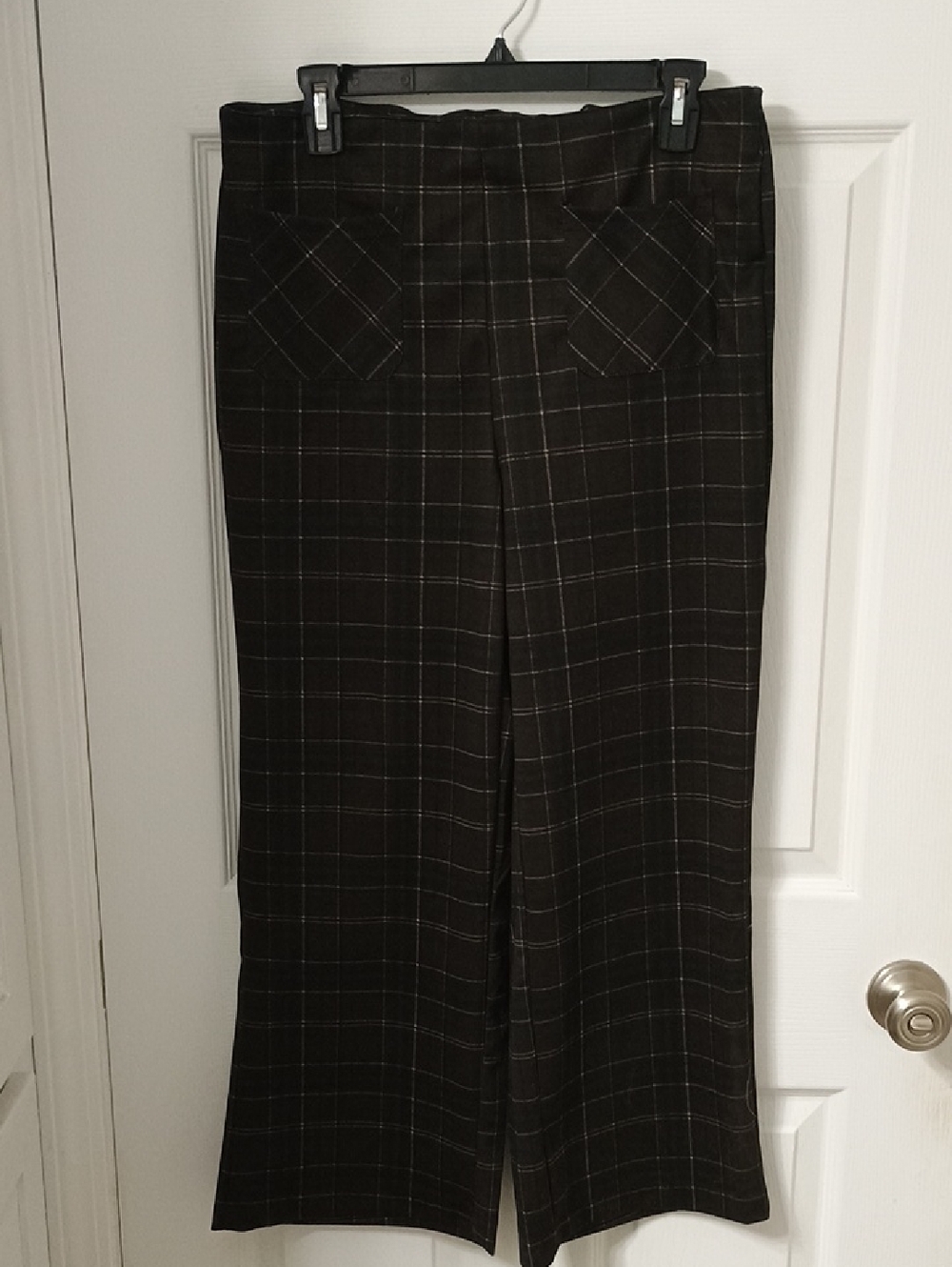 Brown Plaid Wide Leg Cropped Trousers